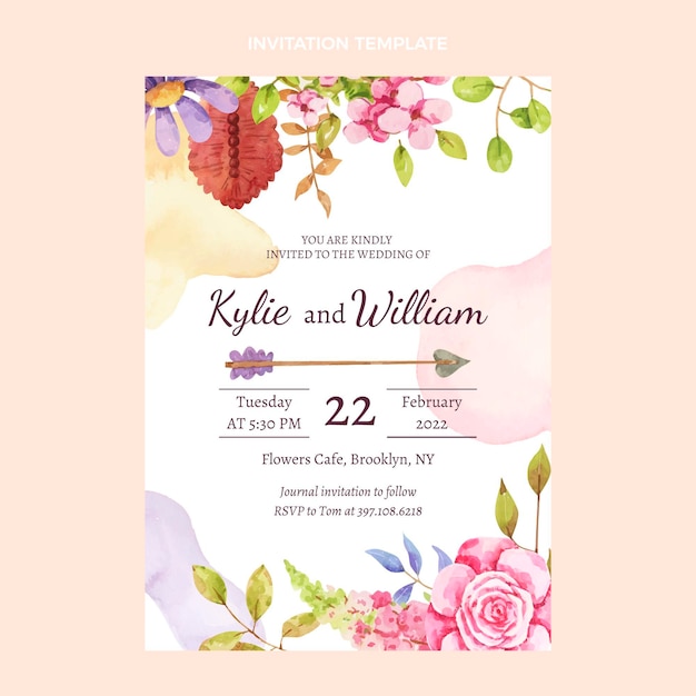 Watercolor boho wedding invitation