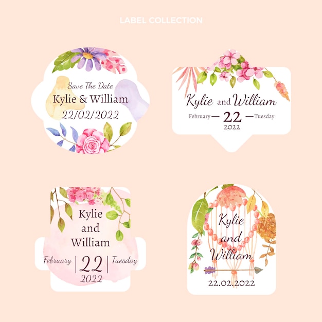 Watercolor boho wedding labels