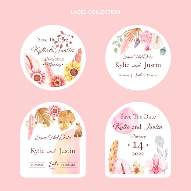 Watercolor boho wedding labels