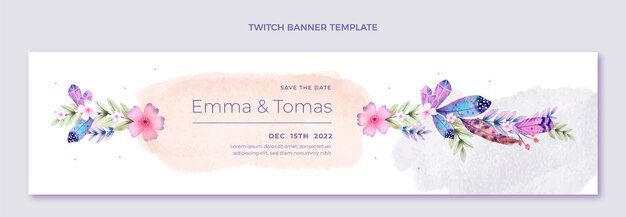 Watercolor boho wedding twitch background