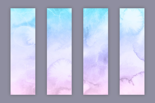 Watercolor bookmark illustration set