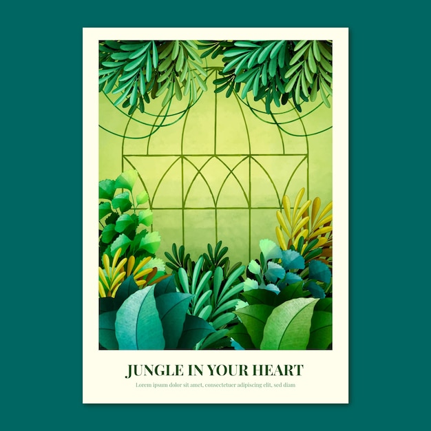 Watercolor botanical garden poster template