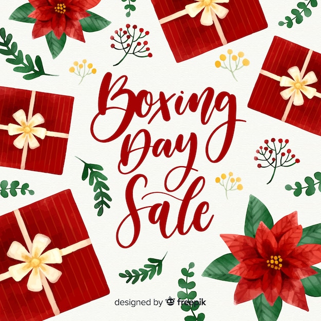 Free Vector watercolor boxing day sale background