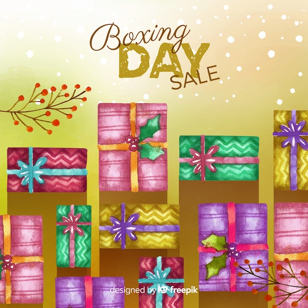 Free Vector watercolor boxing day sale background