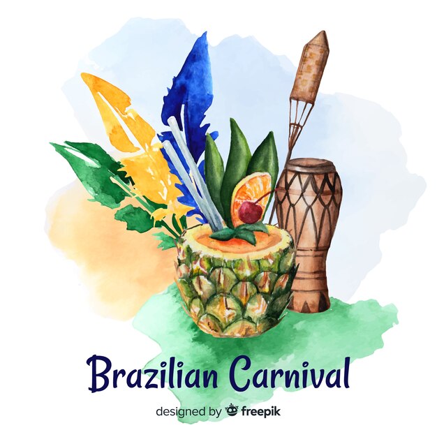 Watercolor brazilian carnival background