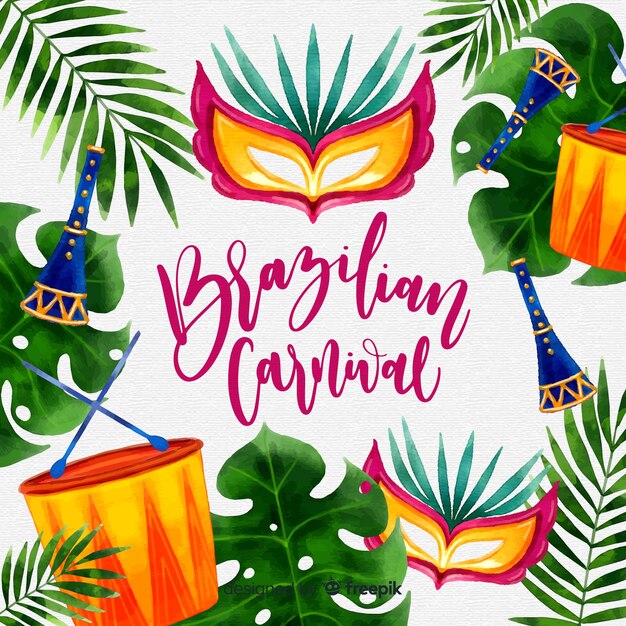 Watercolor brazilian carnival background