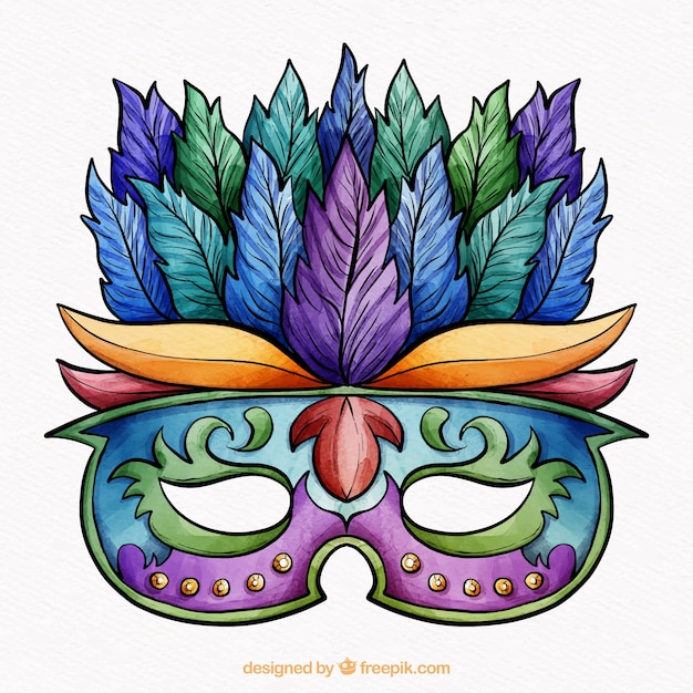 Watercolor brazilian carnival mask 