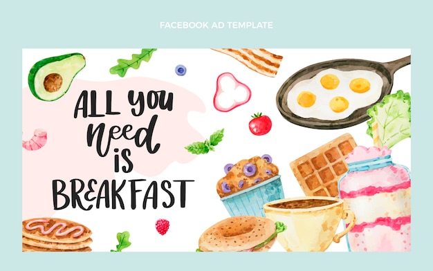 Free Vector watercolor breakfast facebook template