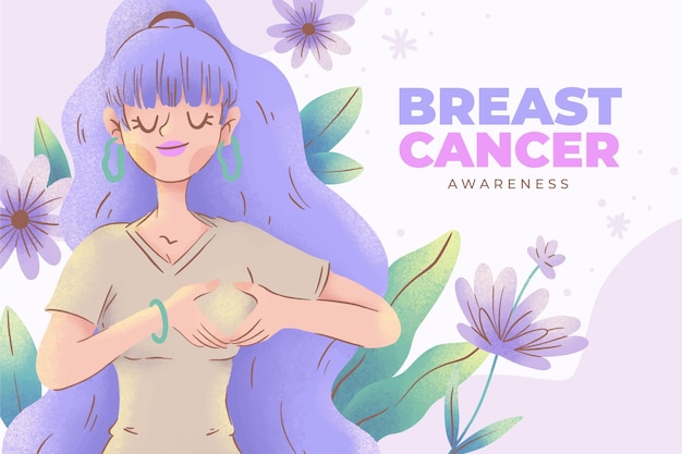 Watercolor breast cancer awareness month background