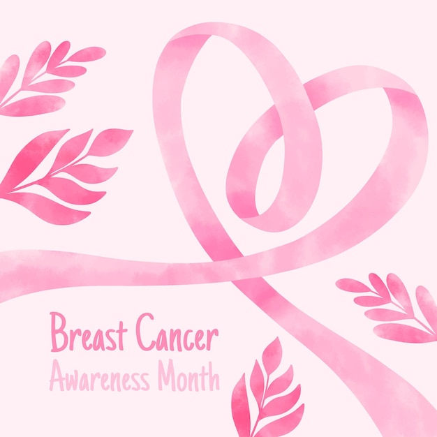 Free Vector watercolor breast cancer awareness month illustration