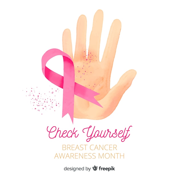 Free Vector watercolor breast cancer awareness ribbon