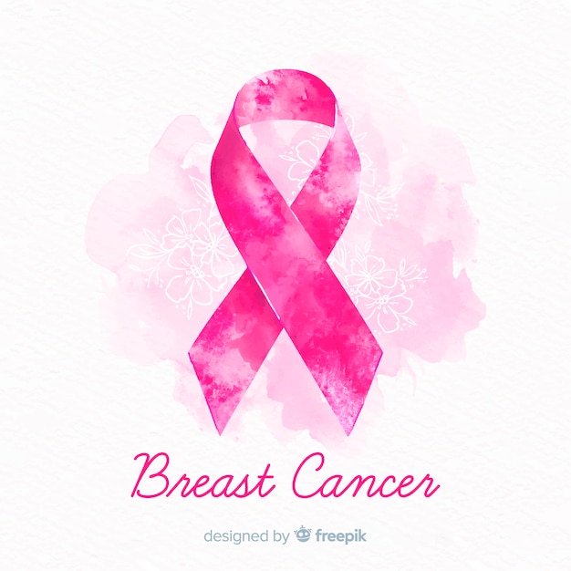 Free vector watercolor breast cancer awareness with ribbon