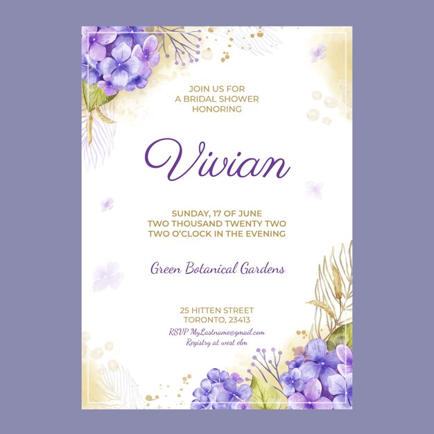 Watercolor bridal shower invitation