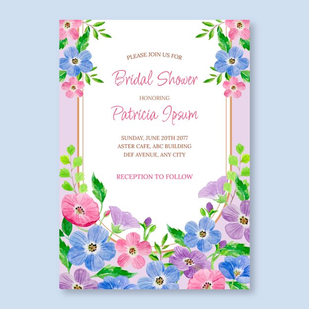 Watercolor bridal shower invitation