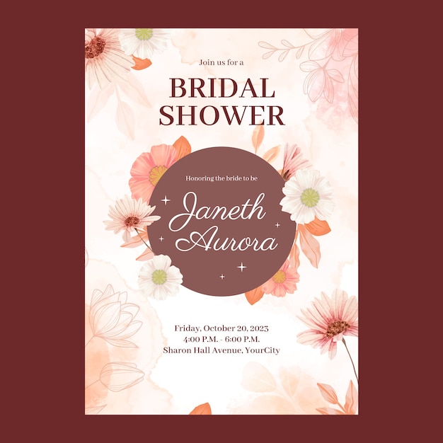 Watercolor bridal shower invitation