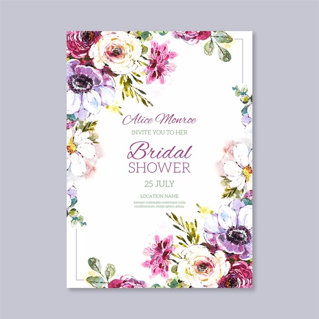 Watercolor bridal shower invitation