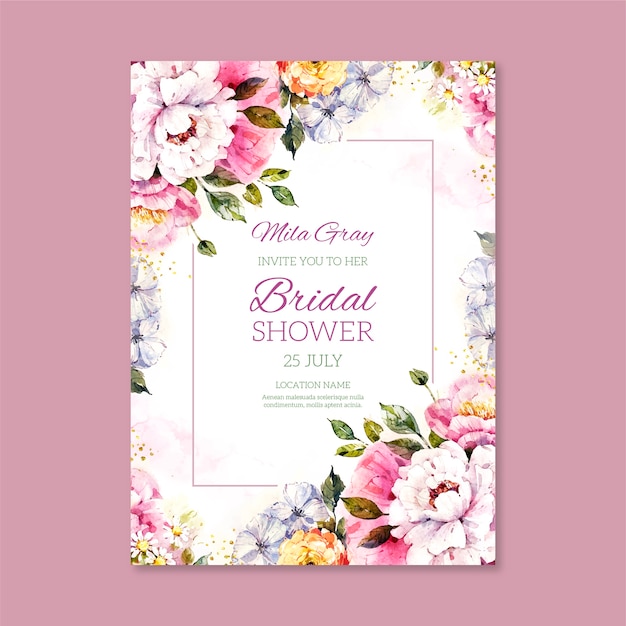 Watercolor bridal shower invitation