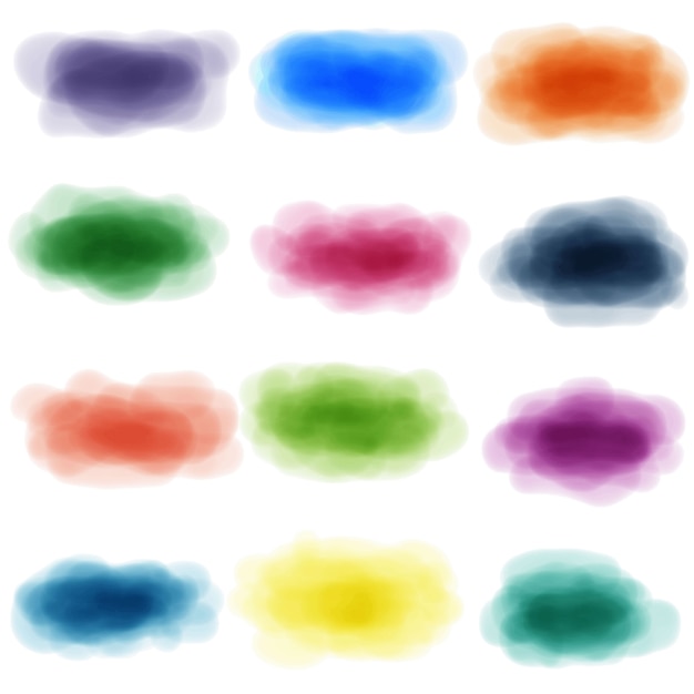 Watercolor brush strokes set