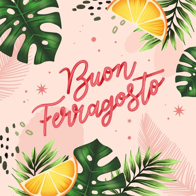 Watercolor buon ferragosto lettering