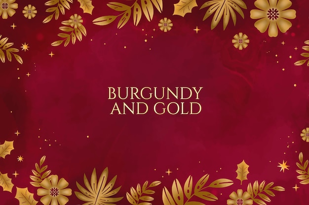 Watercolor burgundy and gold background