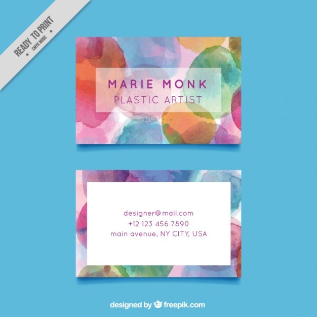 Watercolor business card design