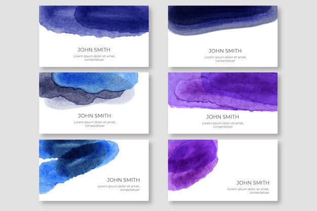 Watercolor business card template collection