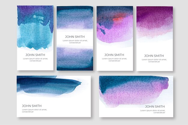 Watercolor business card template set