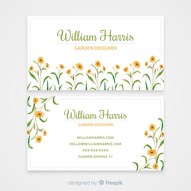 Watercolor business card template