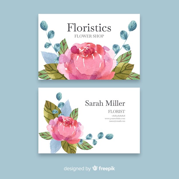 Watercolor business card template