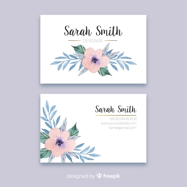 Watercolor business card template