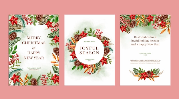 Watercolor business christmas card template