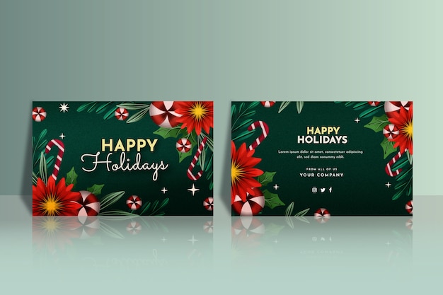 Watercolor business christmas card template