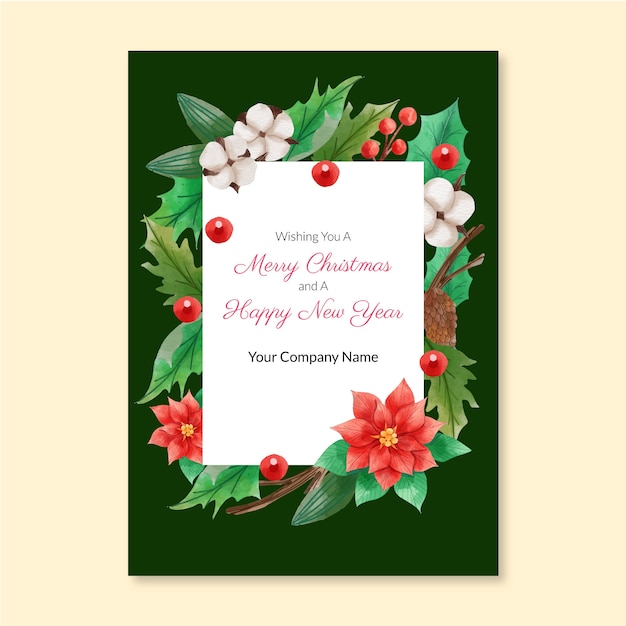 Watercolor business christmas card template