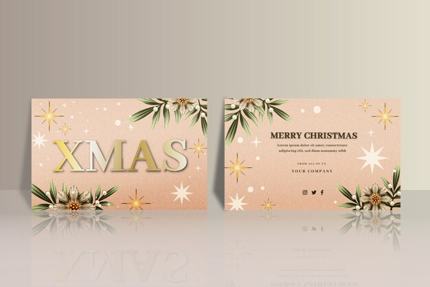 Watercolor business christmas cards template