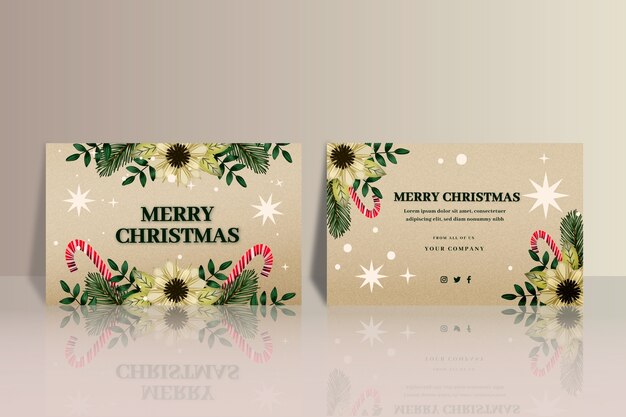 Watercolor business christmas cards template