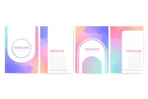 Watercolor business cover set 