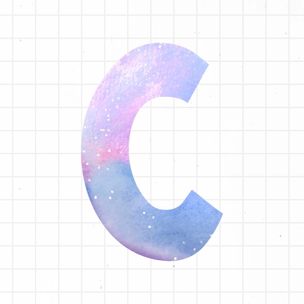 Free vector watercolor c font lettering vector cute