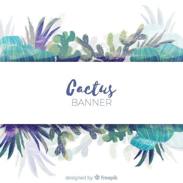 Watercolor cactus banner