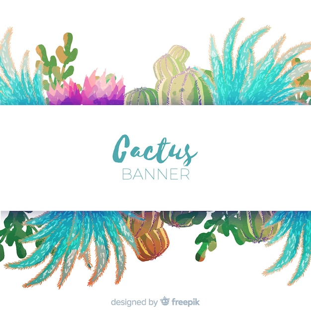 Watercolor cactus banner