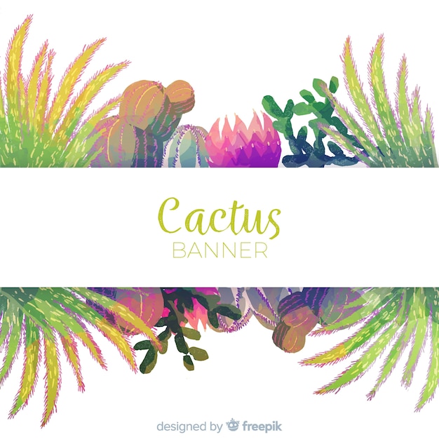 Watercolor cactus banner