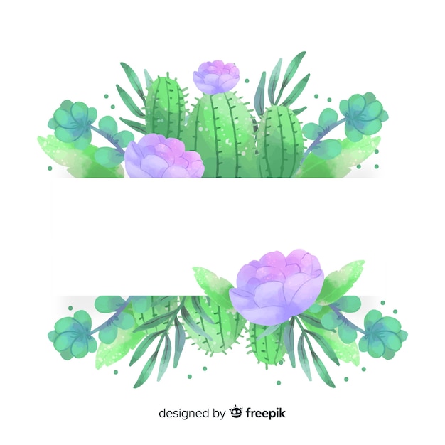 Free Vector watercolor cactus banners with blank banner