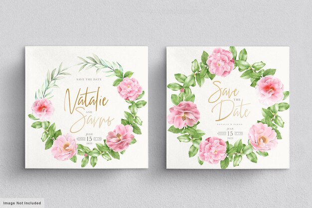 watercolor camellia flowers invitation card