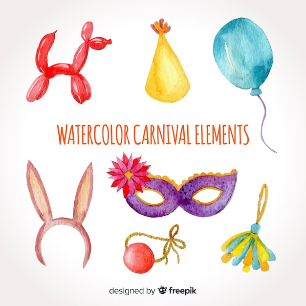 Watercolor carnival element collection