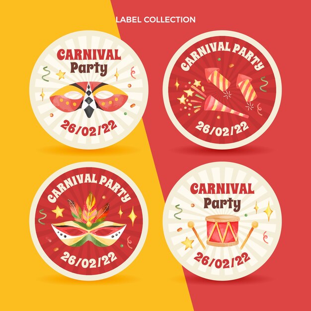 Watercolor carnival labels collection