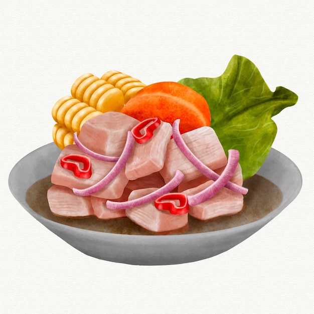 Free Vector watercolor ceviche illustration