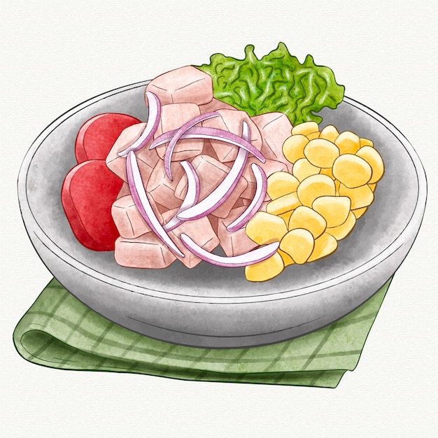 Free Vector watercolor ceviche illustration