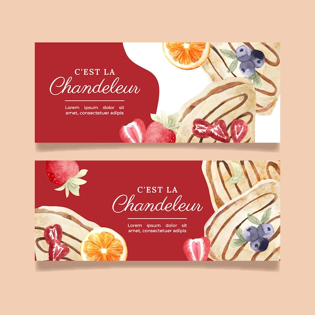 Free Vector watercolor chandeleur horizontal banners set