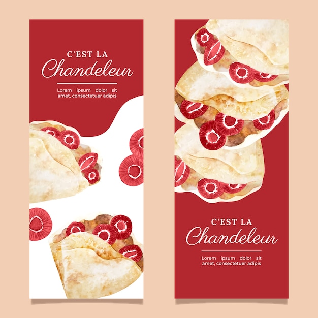 Watercolor chandeleur vertical banners set