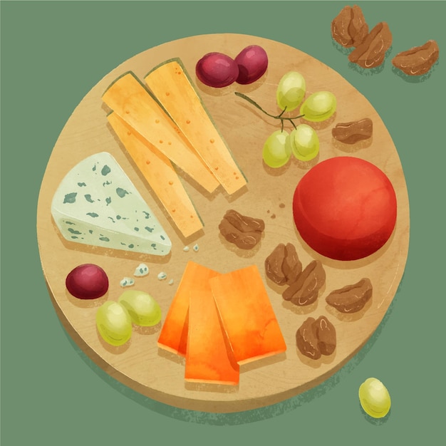 Free Vector watercolor cheese board illustration