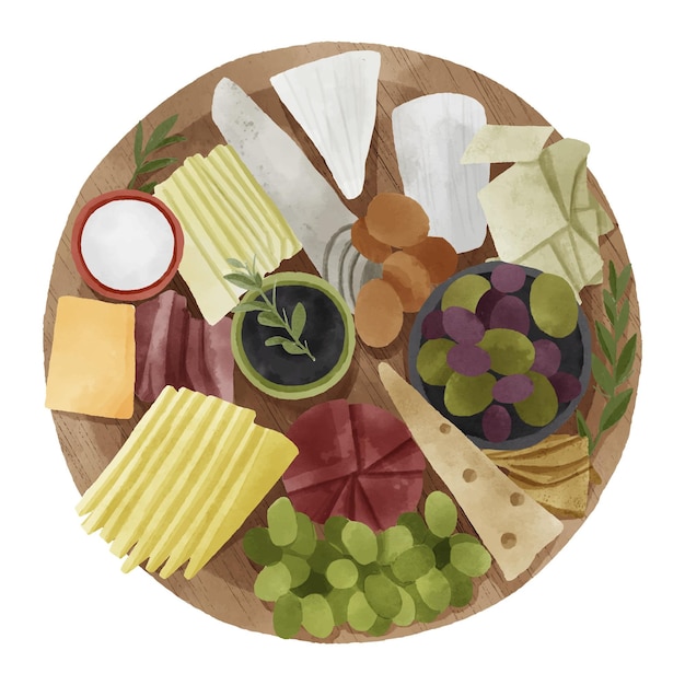 Free Vector watercolor cheese board